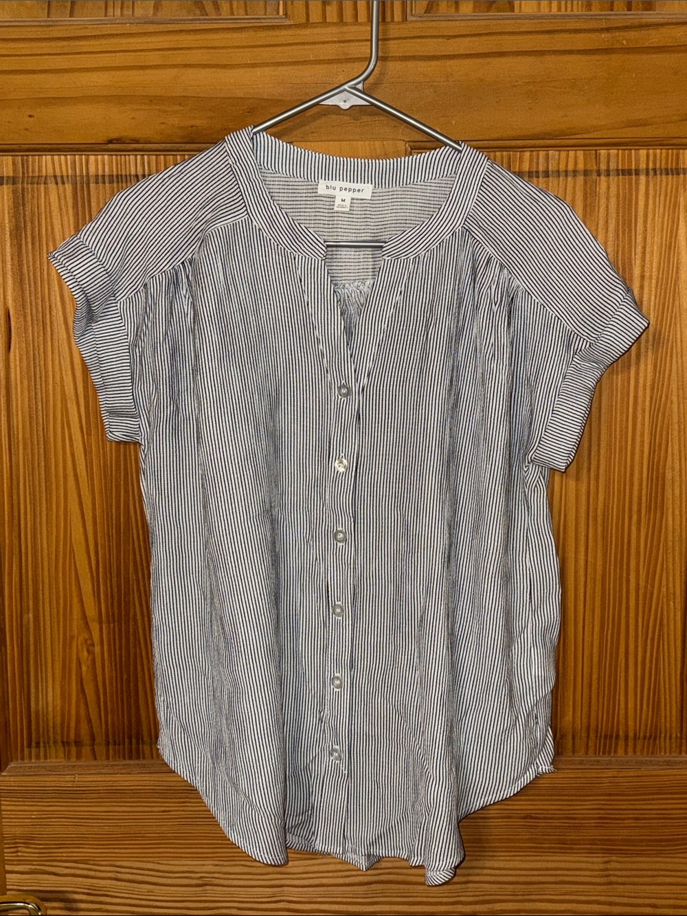 Blu Pepper Black and White Pinstripe Button-Down Shirt